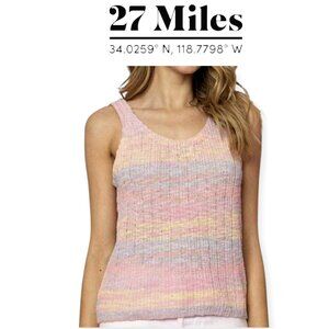 27 Miles Malibu Pastel Spacedyed Stretch Tank Scoop Neck Low Back XS NWT